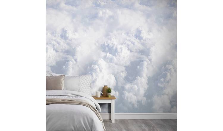 Grandeco Dreamy Clouds 3 Lane Repeatable Wallpaper Mural   - Blue
