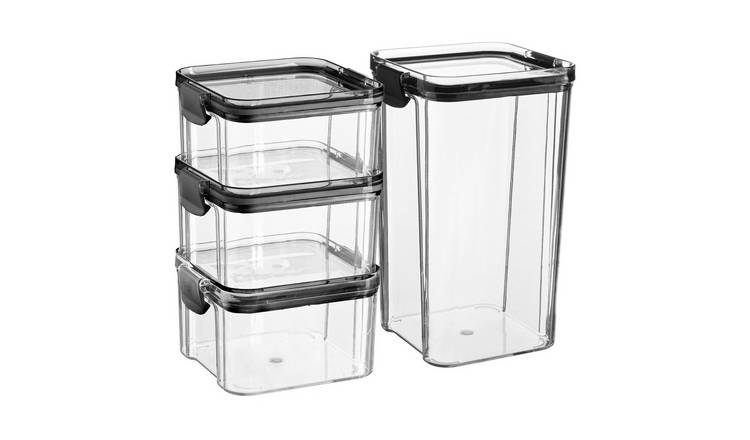 Argon Tableware 4 Piece Food Storage Containers Set - 2 Sizes - Black