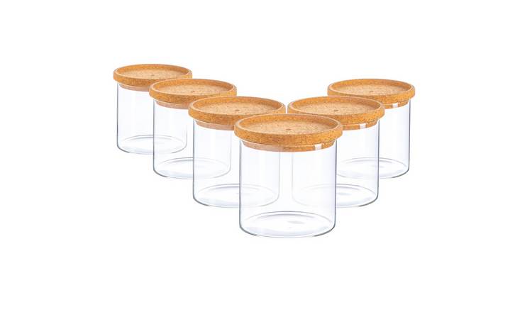 Argon Tableware Scandi Storage Jar with Cork Lids- Pack of 6