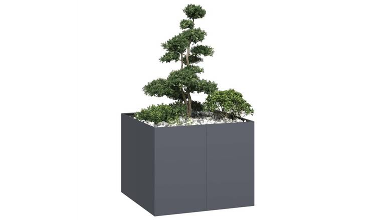 Walplus Steel Garden Planter - Anthracite - 100 x 100 x 80 cm