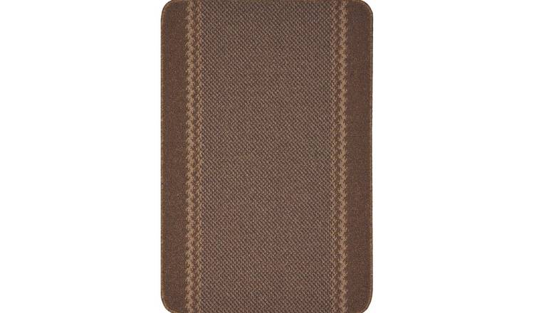 The Rugs Brown Lined Washable Bordered Slip Resistant  Rug - 50 x 80cm