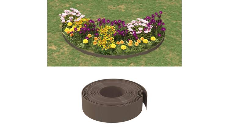 Walplus Pack of 3 Polyethylene Garden Edgings - Brown - 1000 x 15 cm