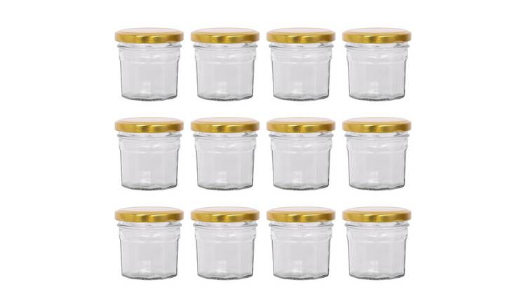 Argon Tableware Glass Jam Jars with Lids - Pack of 12
