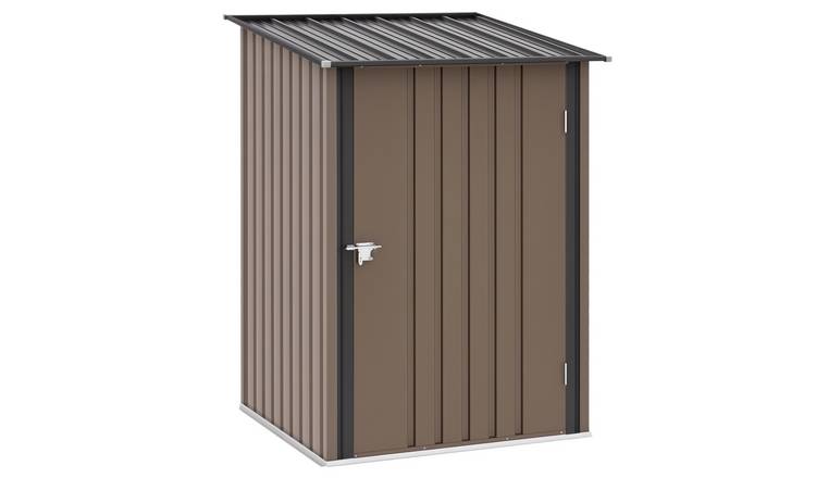 Outsunny Metal Garden Shed with Single Lockable Door - Brown