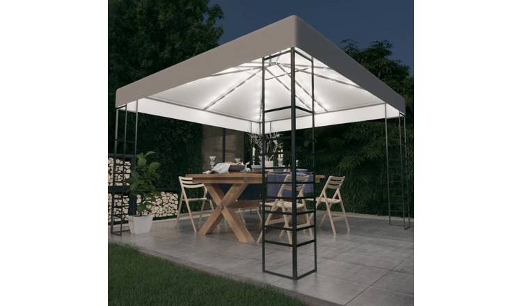 Walplus 3 x 3 m Garden Marquee with LED String Lights - White