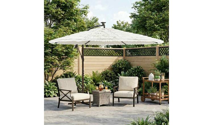 Walplus Polyester Garden Parasol - White - 290 x 290 x 238 cm