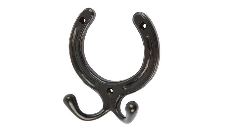 Hammer & Tongs Horse Shoe Double Coat Hook - Black