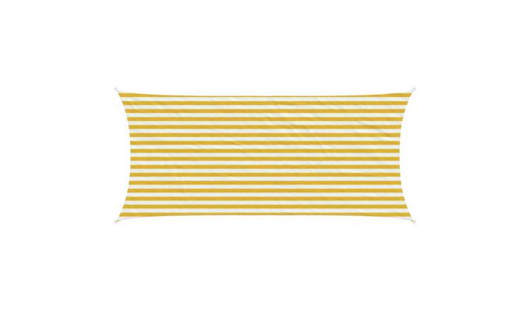 Walplus Rectangular HDPE Sun Shade Sail - Yellow and White - 200 x 500 cm