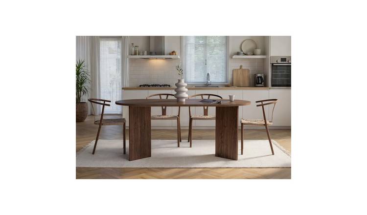 Decortie Sablin Dining Table Fixed Rectangular 6 Seater - Walnut Effect