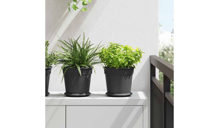 Walplus Pack of 24 Plastic Round Planter - Black - 19 x 19 x 16 cm