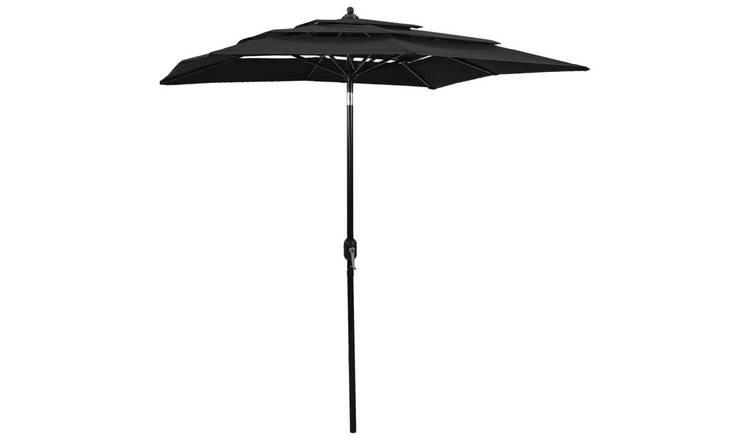 Walplus Square Polyester Garden Parasol - Black - 200 x 200 x 240 cm