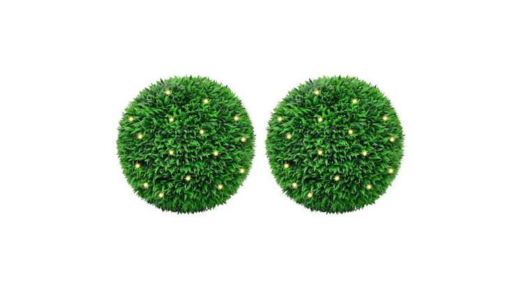 Walplus Pack of 2 Boxwood Balls with LED Lights - Green - 55 cm