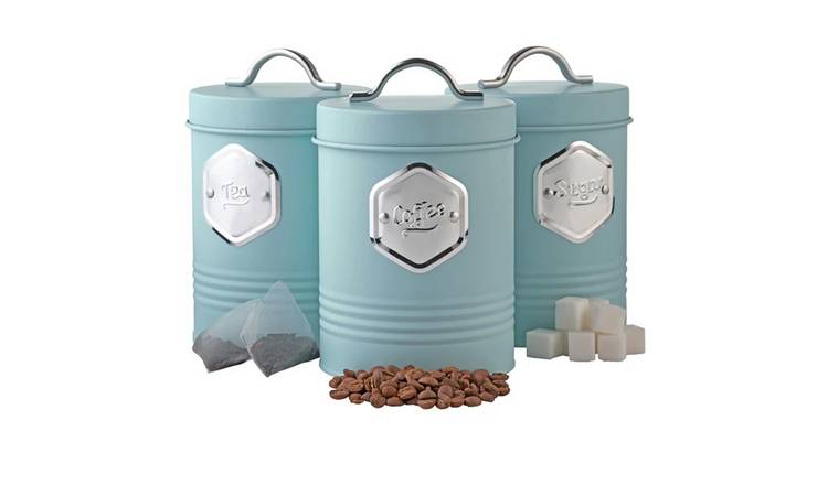 Cooks Professional 3pc Tea, Coffee and Sugar Kitchen Storage Set - Blue/Silver