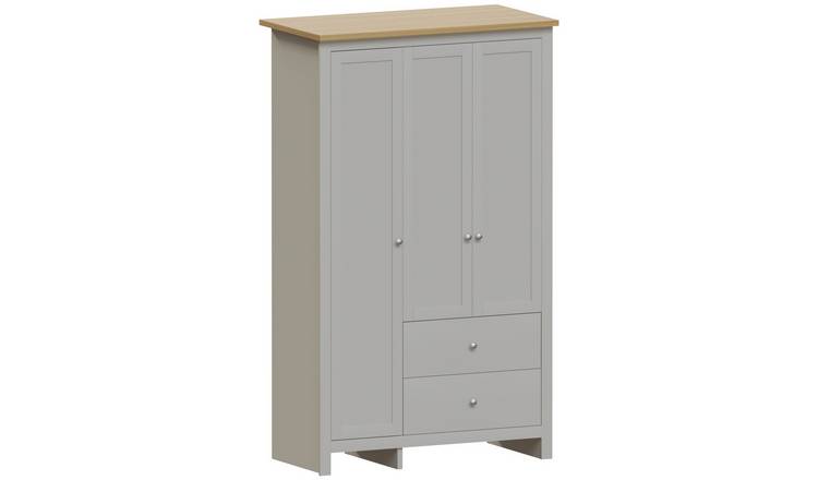 Vida Designs Arlington 3 Door 2 Drawer Wardrobe - Grey