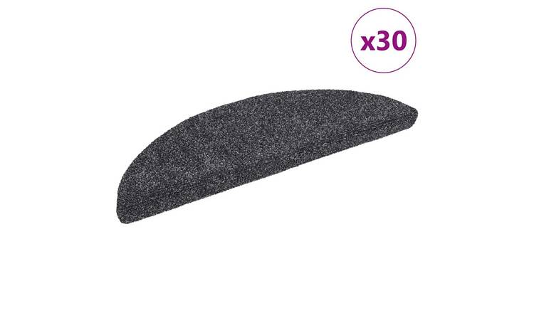 Walplus Pack of 30 Self-Adhesive Half Round Stair Mats - Dark Grey - 56 x 17 cm