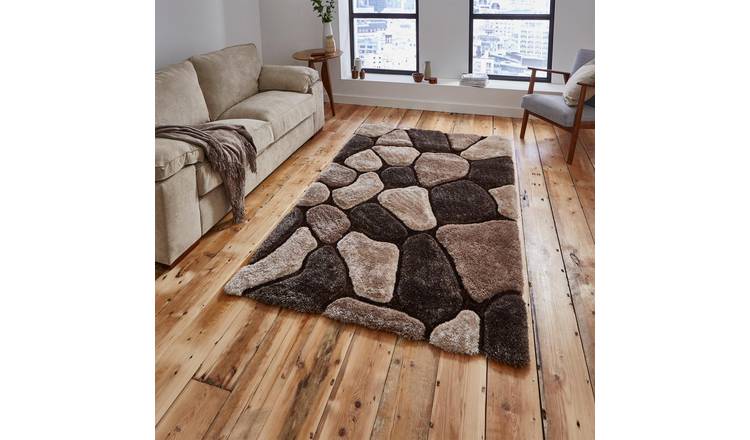 Mega Flooring Beige Shaggy Abstract Rug - 150 x 230cm