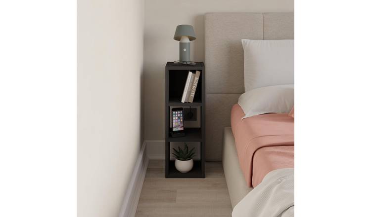 Decortie Combayn Fat Low Particleboard Wood Effect Shelving Unit - Black Ash