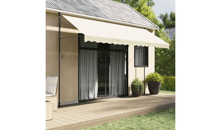 Walplus Polyester Retractable Awning - Cream - 400 x 150 cm