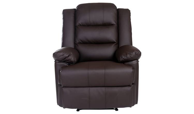 Furniture Online Loxley Bonded Leather Manual Recliner Chair - Brown