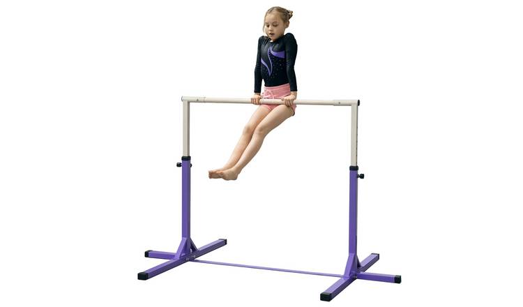 HOMCOM Height Adjustable Home Gym Kids Gymnastics Bar - Purple