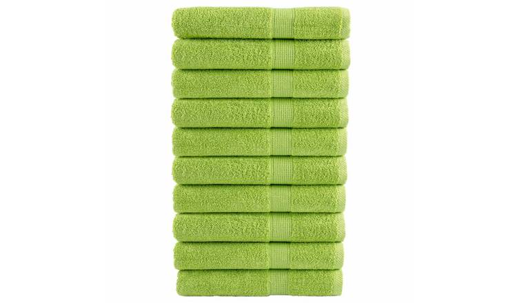 Walplus Pack of 10 Towels - Green - 100 x 200 cm