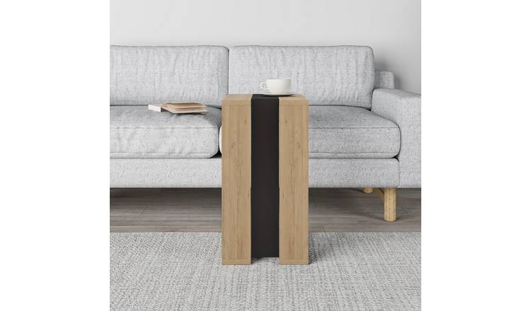 Decortie Muju Melamine C-Shape Side Table - Oak / Silky Grey Black