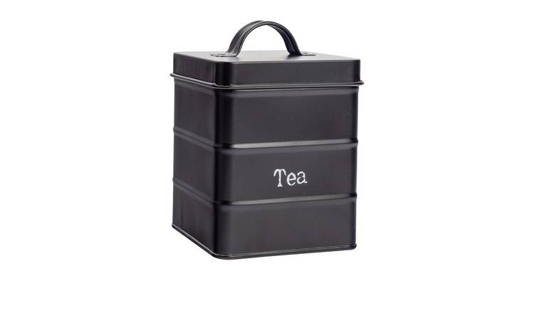 Harbour Housewares Vintage Metal Kitchen Tea Canister - Black
