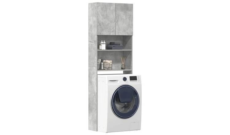 Walplus Washing Machine Cabinet Engineered - Concrete Grey - 64 x 24 x 190 cm