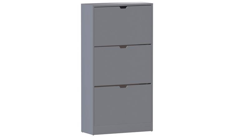 Vida Designs 3 Drawer Shoe Cabinet - Grey