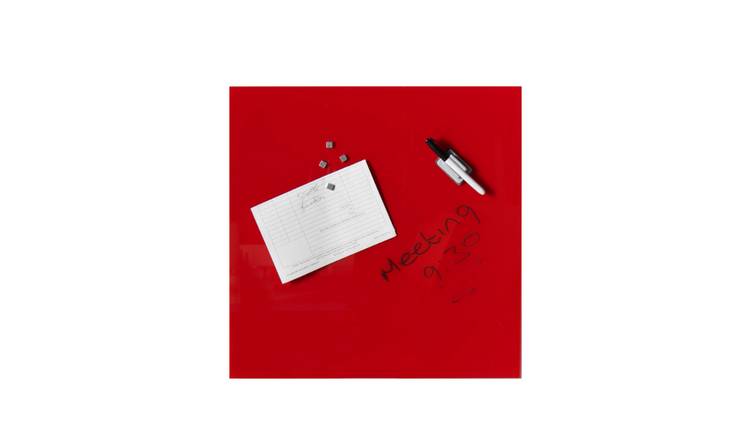 CARME Home Wall Mounted Memo Glass Board With Magnets Pen Eraser - Red