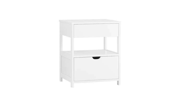 SoBuy 2 Drawer 1 Tier Bedside Table - White