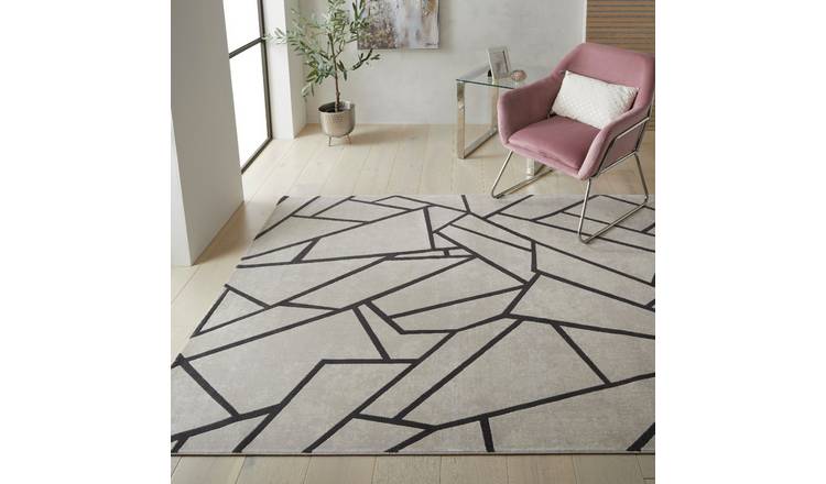 Mega Flooring Grey Modern Chequered Rug - 160 x 230cm
