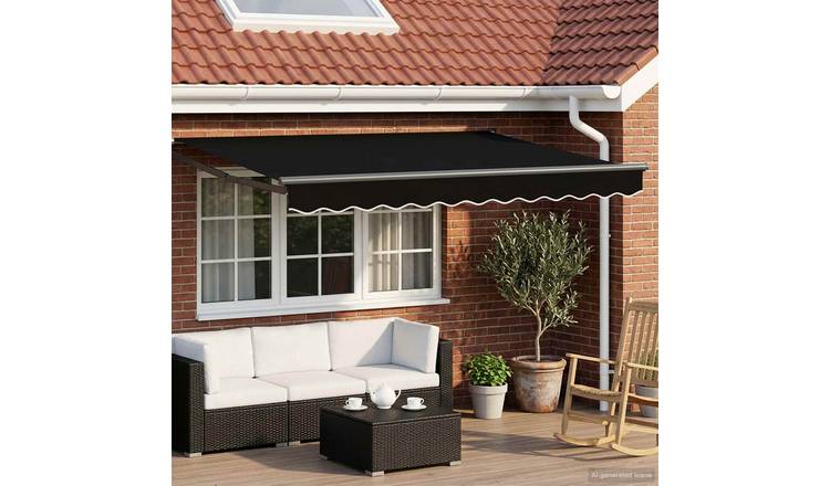Walplus Electric Aluminium Awning - Black and Anthracite - 350 x 250 cm