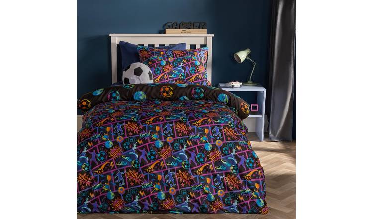 OHS Kids Comic Football Reversible Duvet Cover Set Navy - Double