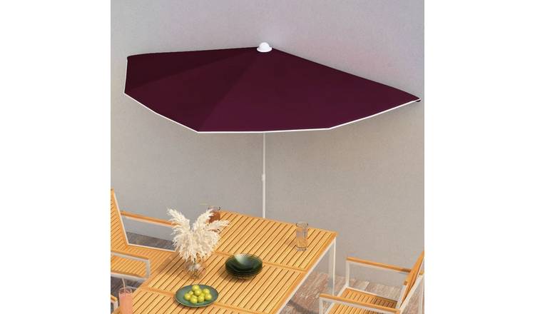 Walplus Polyester Garden Parasol - Bordeaux Red - 180 x 90 x 195 cm