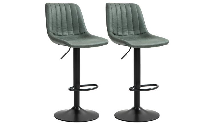 HOMCOM Set of 2 Bar Stools with Backs and Height Adjustable - Green