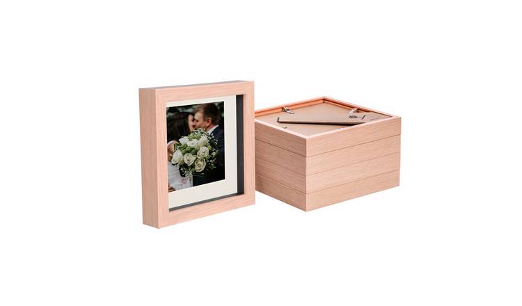 Nicola Spring 6 x 6" 3D Box Photo Frames with 4 x 4" Ivory Mount (5x) - Beige