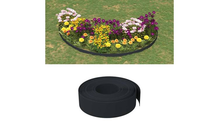 Walplus Pack of 3 Polyethylene Garden Edgings - Black - 1000 x 15 cm