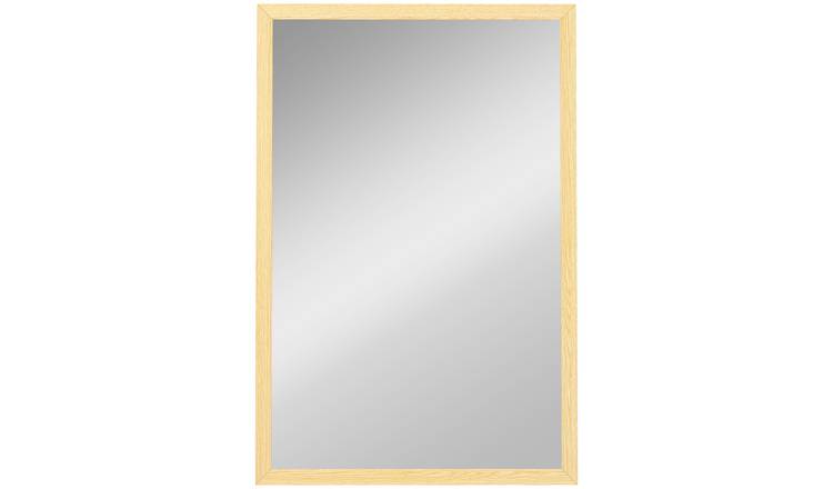 HOMCOM Rectangular Decorative Wall Mirror - Natural Wood