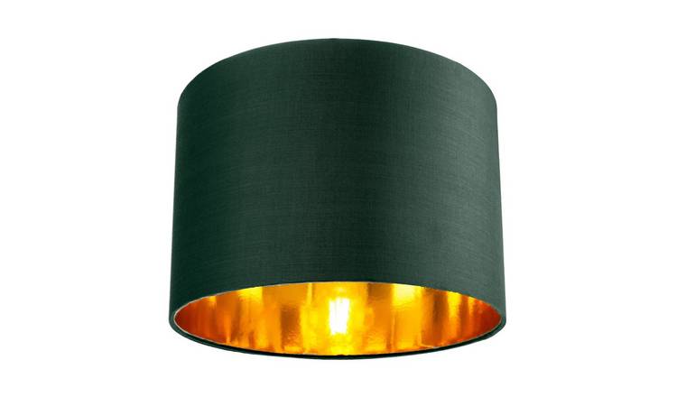 Happy Homewares Green Cotton with Shiny Copper Inner Lampshade - 25cm