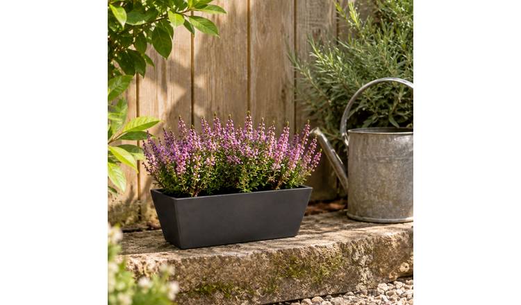 Fargro Home and Garden 4L Polystone X-Small Window Box Planter - Charcoal Black