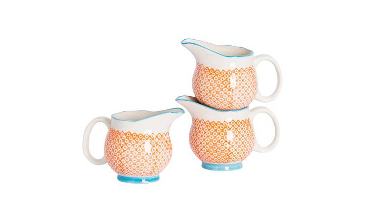 Nicola Spring Hand-Printed Milk Jugs - Orange - Pack of 3