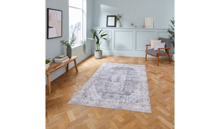 Mega Flooring Grey Traditional Bordered Rug - 120 x 170cm