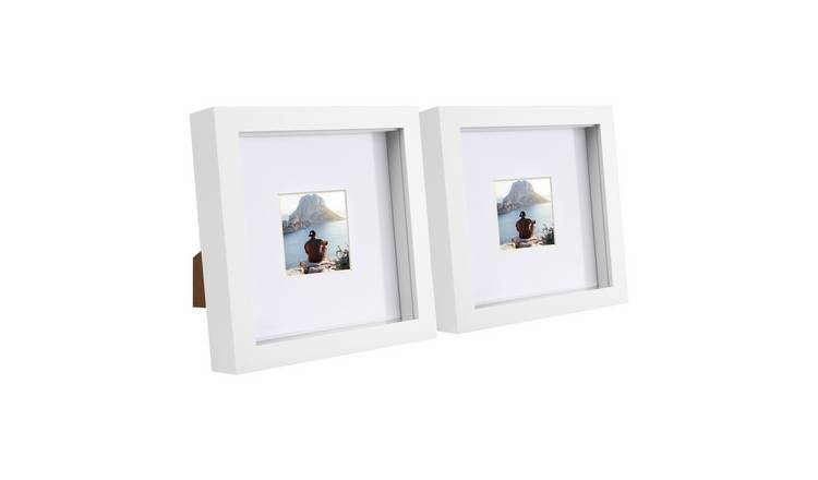 Nicola Spring 6 x 6" 3D Photo Box Frames with 2 x 2" White Mount (2x) - White