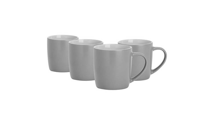 Argon Tableware Matt Coloured Coffee Mugs - 350ml - Grey - Pack of 4