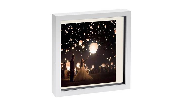 Nicola Spring 10 x 10" 3D Box Photo Frame with 8 x 8" Ivory Mount - White