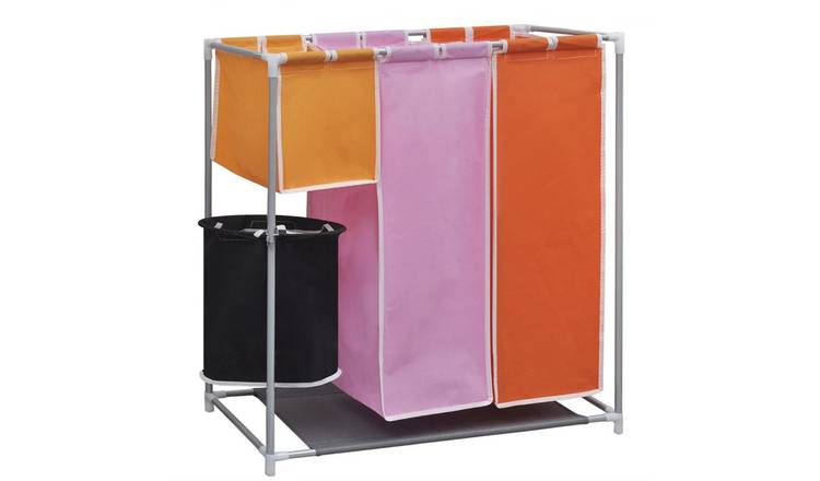 Walplus 3 Section Steel Laundry Sorter Hamper - Multicolour - 70 x 30 x 80 cm