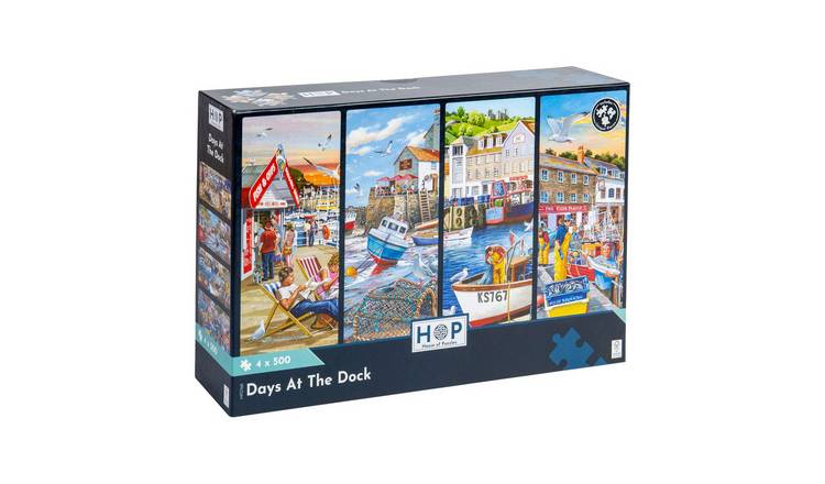 The House of Puzzles Days At The Dock - 4 x 500 Piece Jigsaw Puzzles