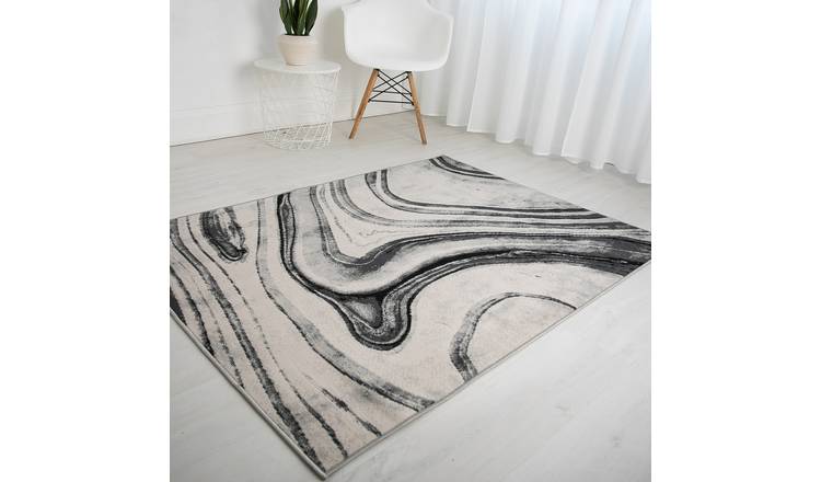 DS Living Volterra Patterned Rug - Anthracite & Grey - 170x120cm