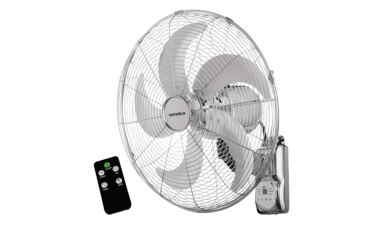 Senelux 16 Inch Chrome Wall Mounted Fan - Chrome